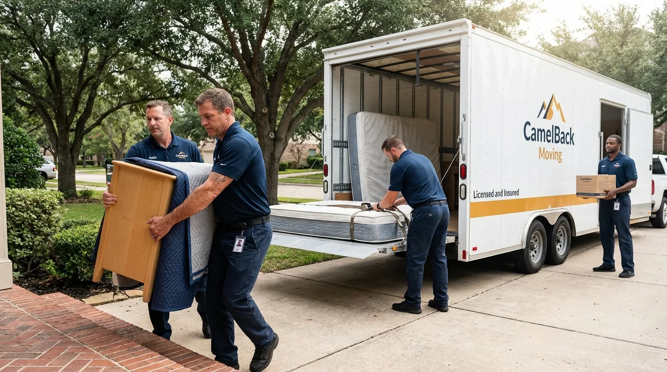 Crew loading residential truck for cross-state move from Moultonborough, NH