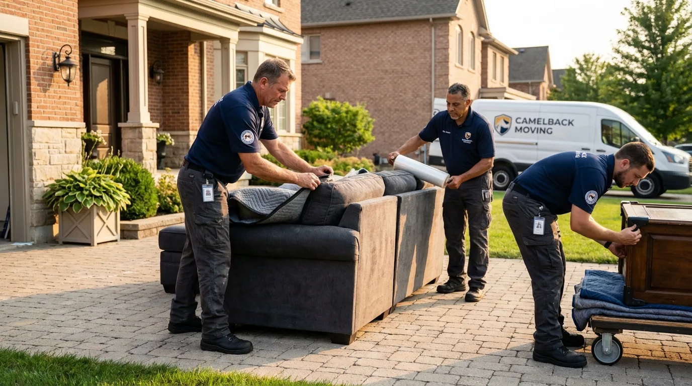 Large estate moving crew wrapping furniture in Moultonborough, NH