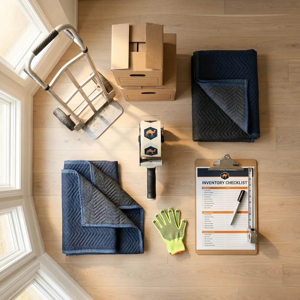 Professional moving supplies and packing materials layout for Moultonborough residential relocations